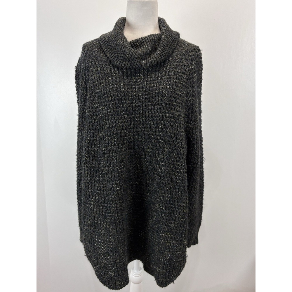 Free People Dylan Tweedy Chunky Knit Confetti Sweater Grey Sz Large Women's